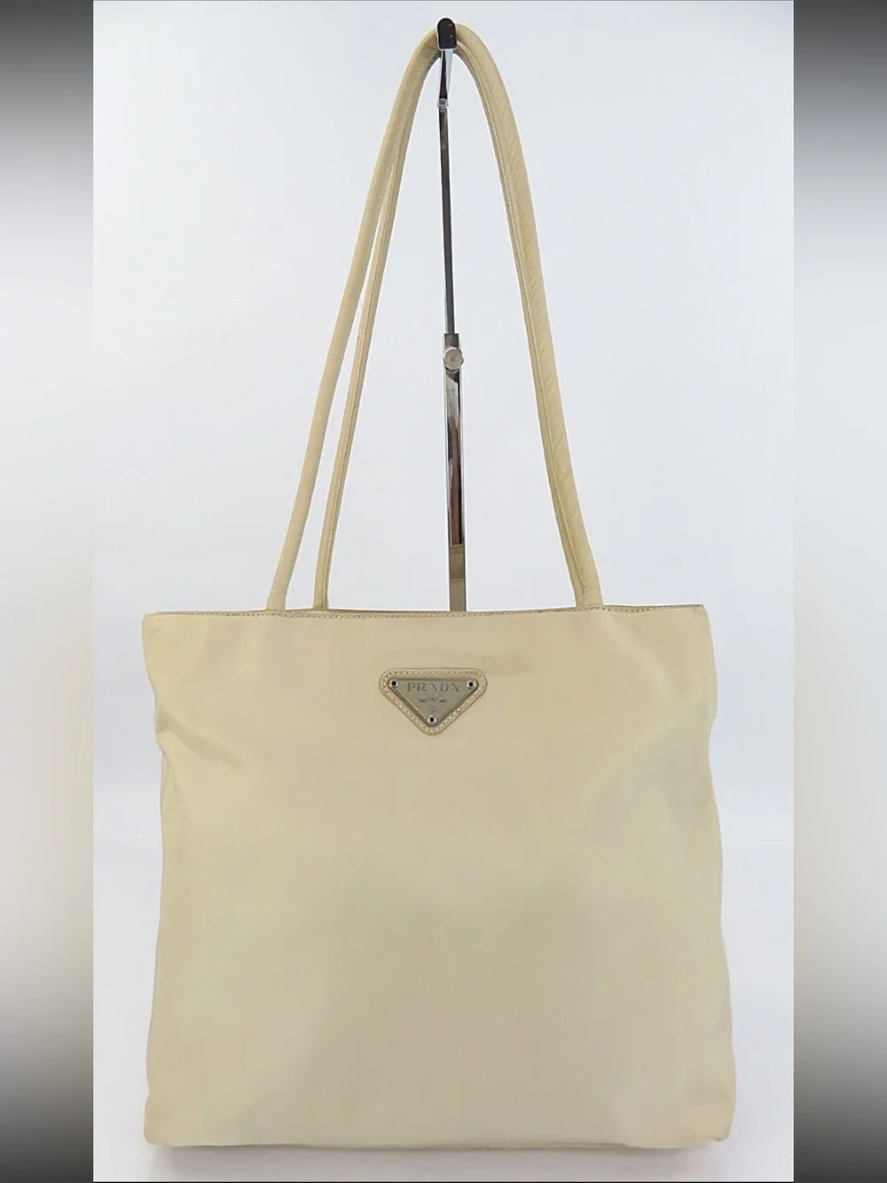 Prada Cream Nylon Tote Bag with Double Shoulder Straps